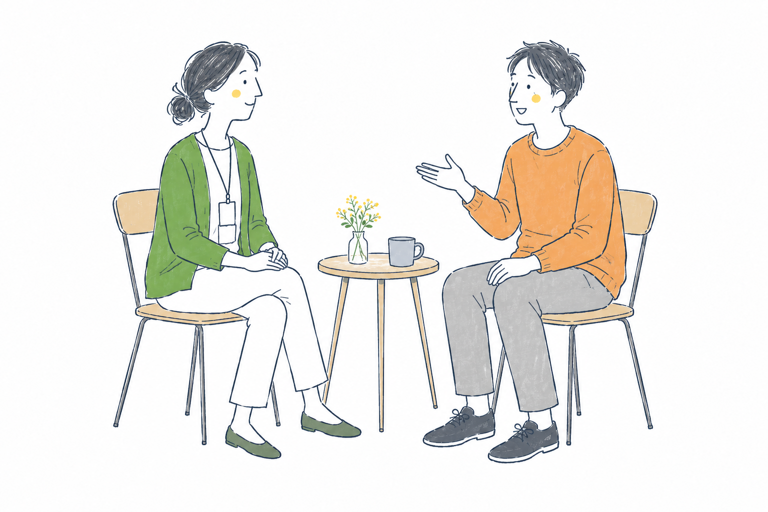 スタッフがご本人の話に耳を傾ける様子